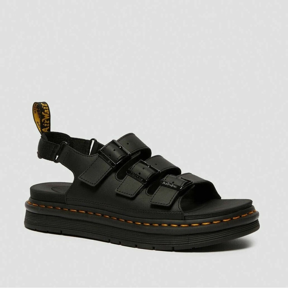 Dr. Martens NEW Soloman Men's 10 Ladies 11 Black PU Leather Sandals Air Wair